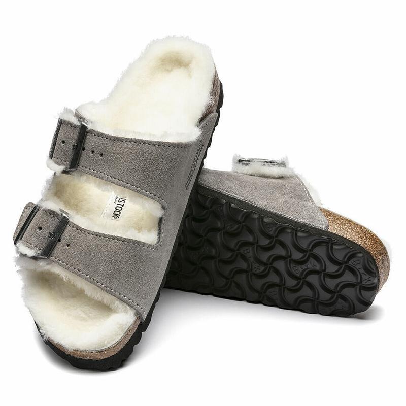 Birkenstock Shearling Ruskind Arizona Dame Grå | DK 84UZG